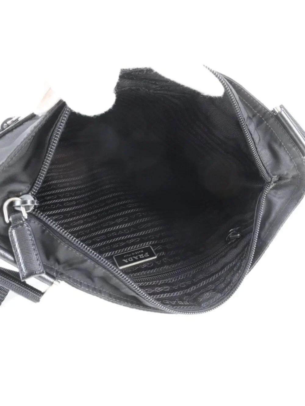 Prada Tessuto Nylon Triangle Logo Leather Shoulder Bag Crossbody Messenger